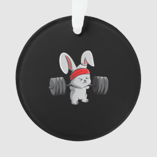 Bunny Gym Rabbit Ness Weightlifting Funny Art Ornament