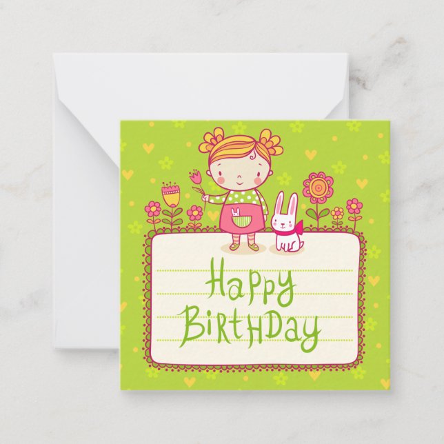 Bunny Happy Birthday Note Card (Front)