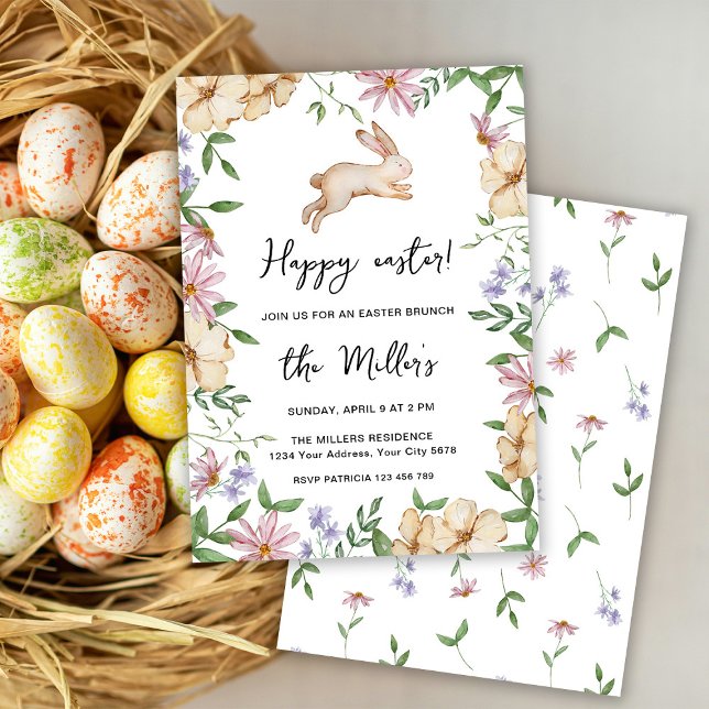 Bunny Happy Easter Brunch Invitation (Creator Uploaded)