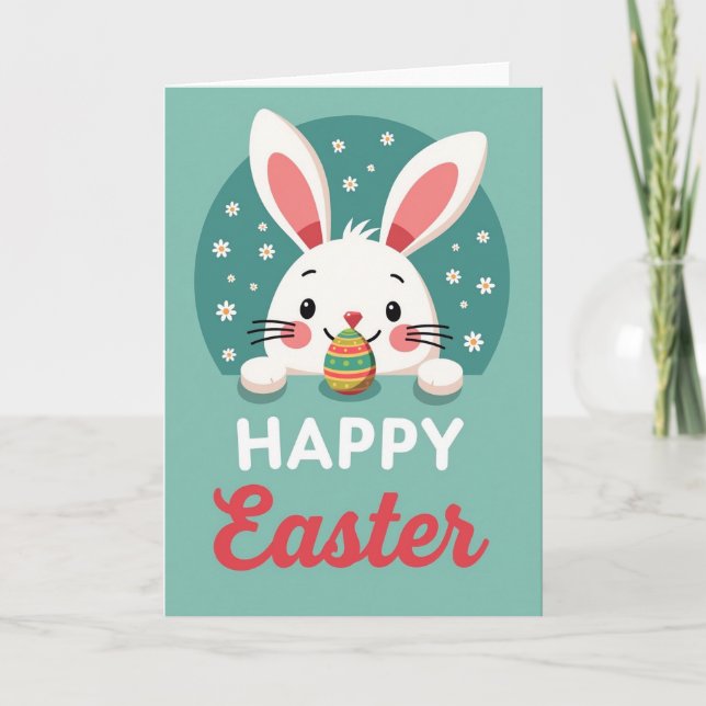 Bunny Happy Easter Day Card (Front)