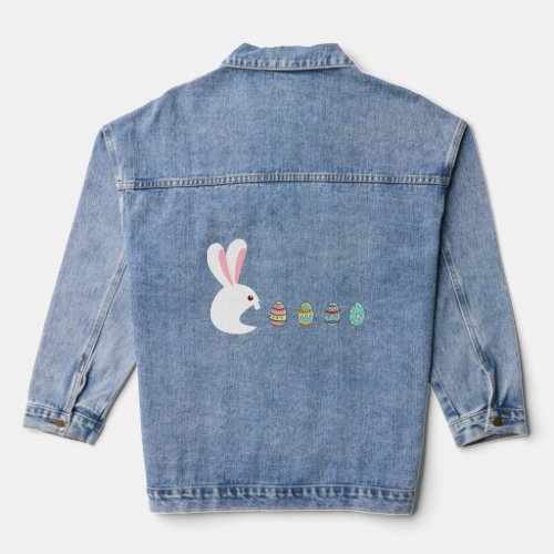 Bunny Happy Easter Day  Egg Hunting Video Game Gam Denim Jacket