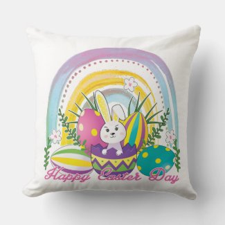 Bunny Happy Easter Day with Colors of the rainbow