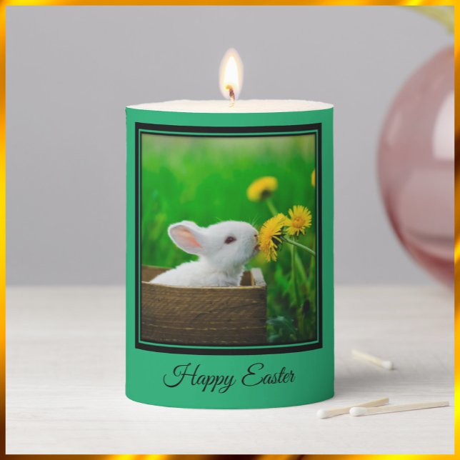 Bunny Happy Easter  Pillar Candle (Creator Uploaded)