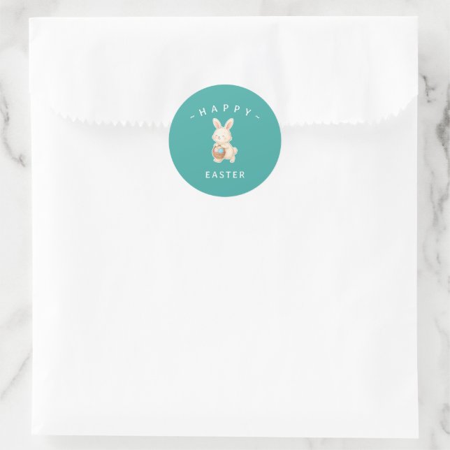 Bunny Happy Easter Round Stickers (Bag)