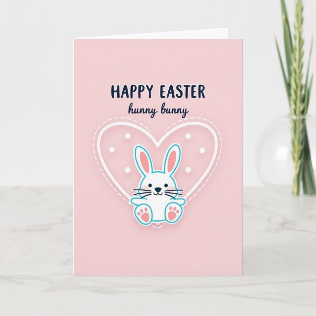 Bunny Happy Easter Wishes Card (Front)