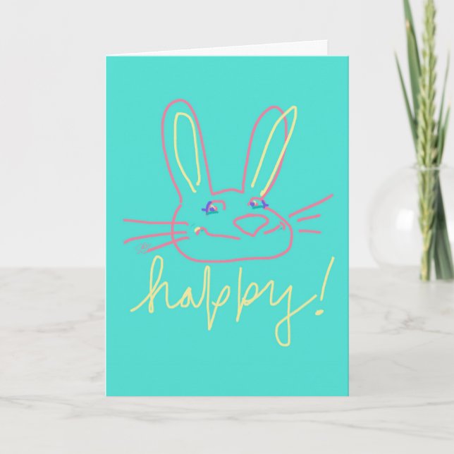 Bunny Happy Greeting Card (Front)