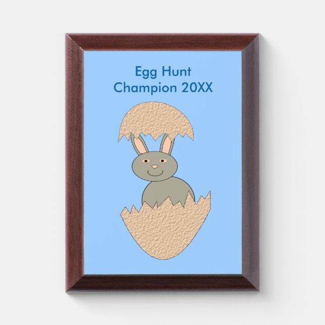 Bunny Hatching from Egg Weird Custom Egg Hunt Award Plaque (Vertical)