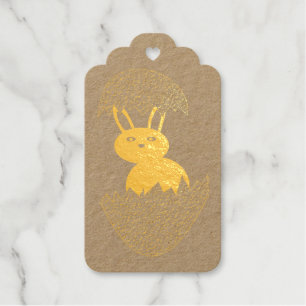 Bunny Hatching from Egg Weird Custom Foil Gift Tags