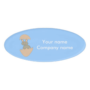 Bunny Hatching from Egg Weird Custom Name Tag