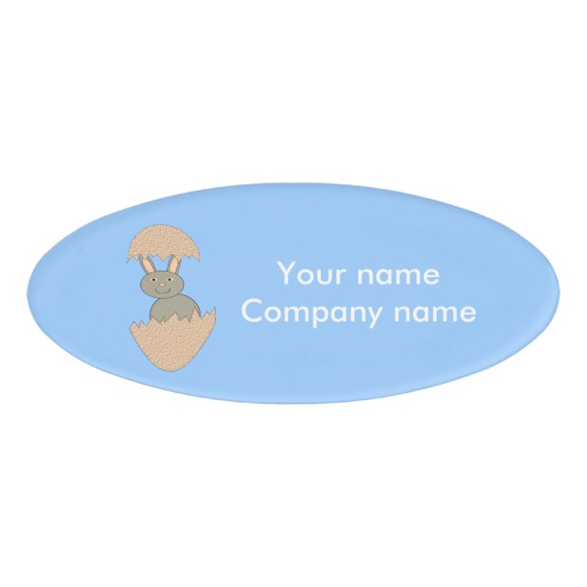 Bunny Hatching from Egg Weird Custom Name Tag (Front)