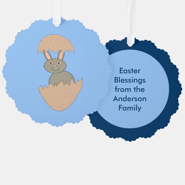 Bunny Hatching from Egg Weird Custom Ornament Card (Front/Back)