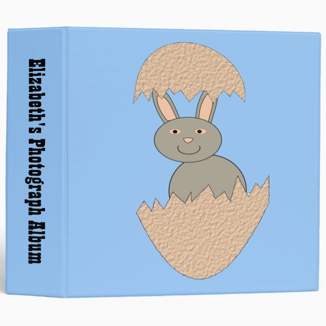 Bunny Hatching from Egg Weird Custom Photo Album 3 Ring Binder (Front/Spine)