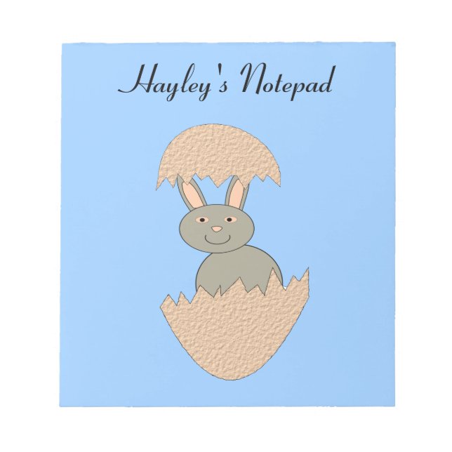 Bunny Hatching from Egg Weird Customizable Notepad (Front)