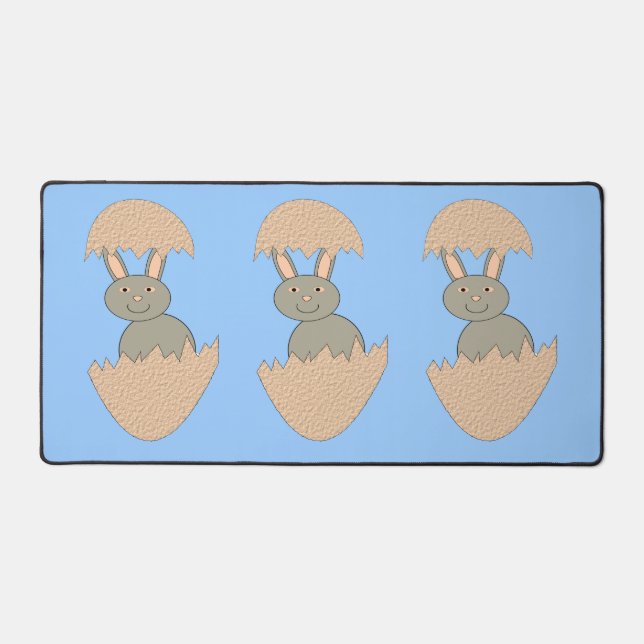 Bunny Hatching from Egg Weird Desk Mat (Front)