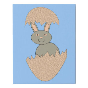 Bunny Hatching from Egg Weird Faux Canvas