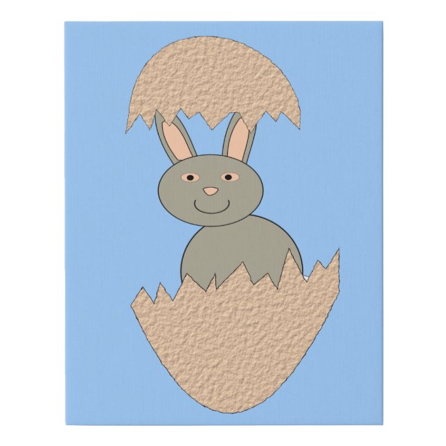 Bunny Hatching from Egg Weird Faux Canvas (Front)