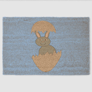 Bunny Hatching from Egg Weird Fiber Doormat