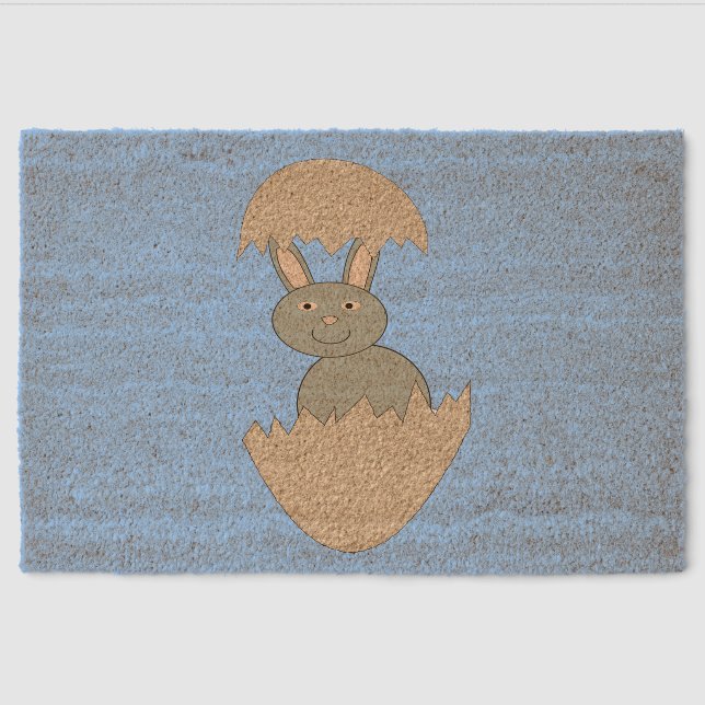 Bunny Hatching from Egg Weird Fiber Doormat (Front)