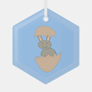 Bunny Hatching from Egg Weird Glass Ornament