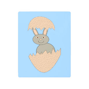 Bunny Hatching from Egg Weird Metal Wall Art