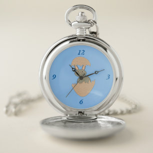 Bunny Hatching from Egg Weird Pocket Watch