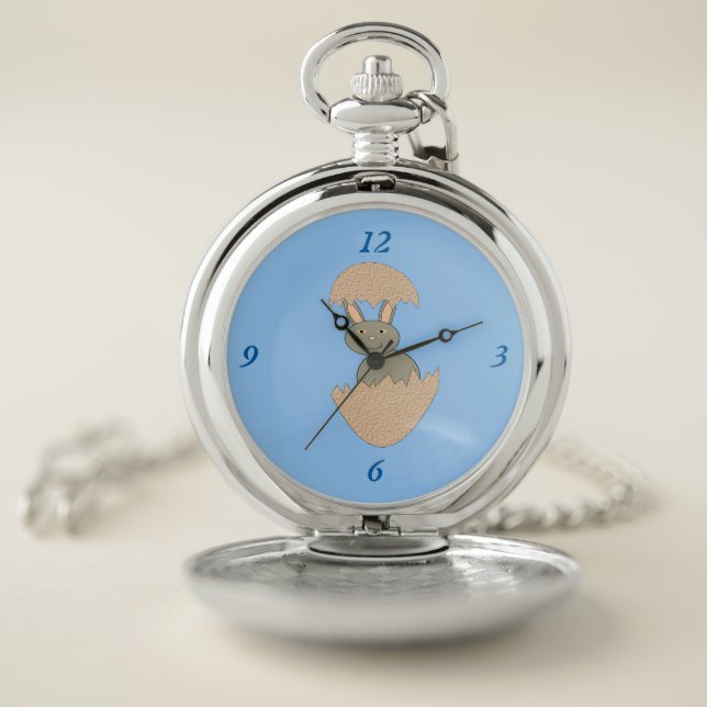 Bunny Hatching from Egg Weird Pocket Watch (Inside)