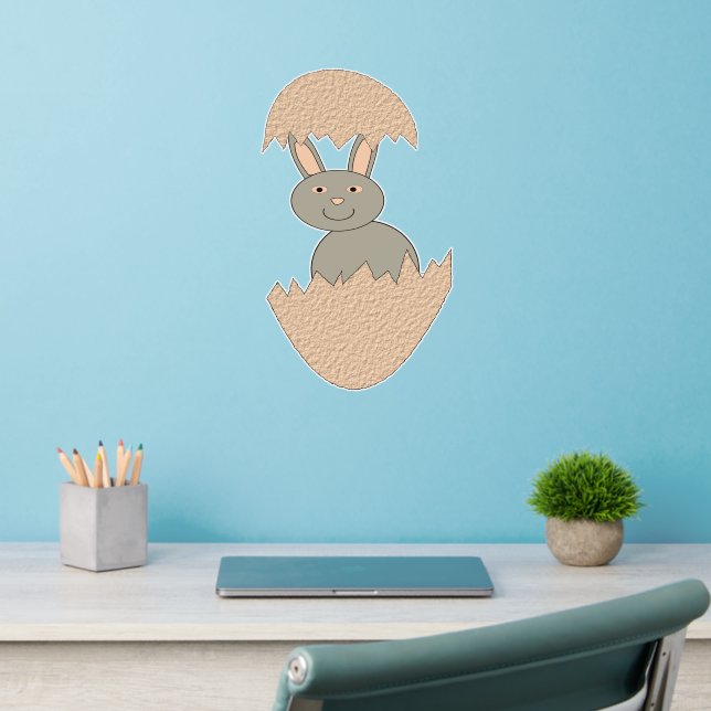 Bunny Hatching from Egg Weird Shaped Wall Decal (Home Office 2)