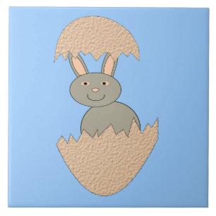 Bunny Hatching from Egg Weird Tile