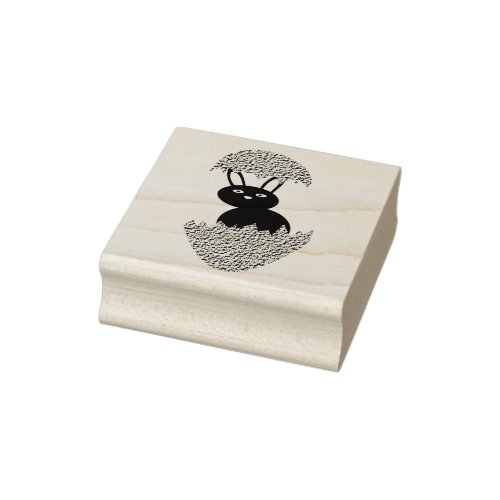 Bunny Hatching from Egg Weird Wood Art Stamp