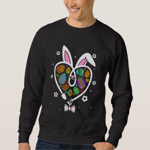 Bunny Heart Farmer Eggs Hunting Easter Day Sweatshirt