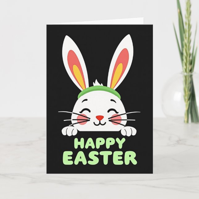 Bunny Heart Nose Happy Card (Front)