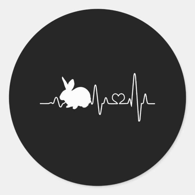 Bunny Heartbeat Pulse Rabbit Classic Round Sticker (Front)