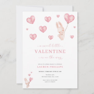 Bunny Hearts Little Valentine Baby Shower  Invitation