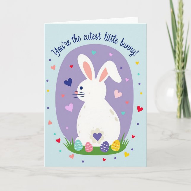 Bunny Hearts Pattern Cute Card (Front)