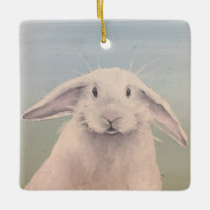 Bunny Hello Ceramic Ornament
