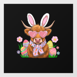 Bunny Highland Cow Easter Farmer Women Kids Easter Wall Decal