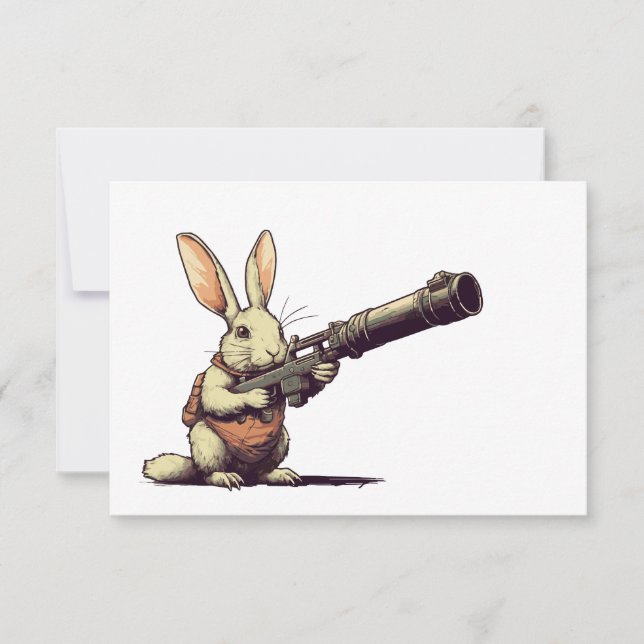 bunny holding big rifle note card (Front)