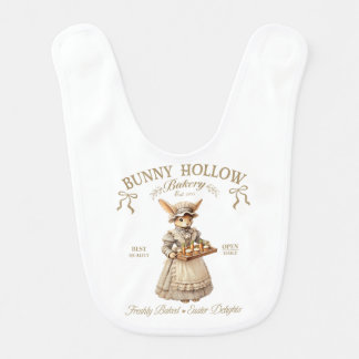 Bunny Hollow Bakery Vintage Easter Rabbit Baker Baby Bib