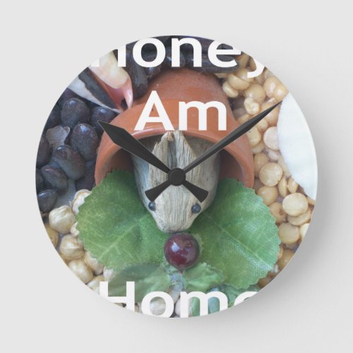 Bunny Home Honey Am Home Round Clock