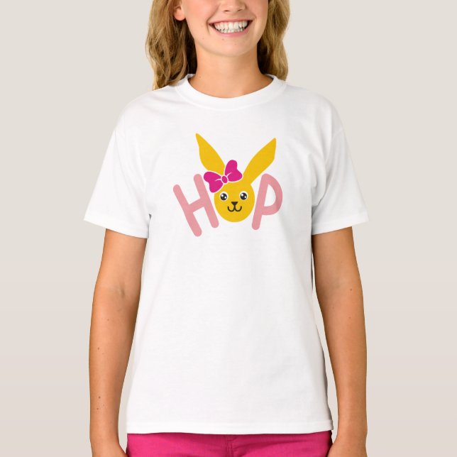 Bunny Hop Girls Easter T-Shirt for Kids (Front)