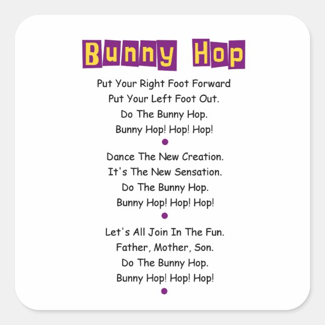 Bunny Hop Lyrics Stickers (Front)