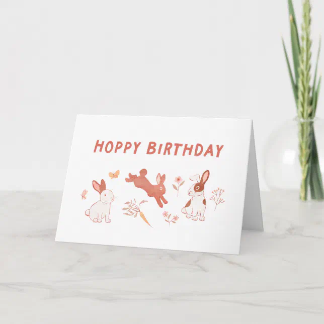 Bunny Hoppy Birthday Card | Zazzle