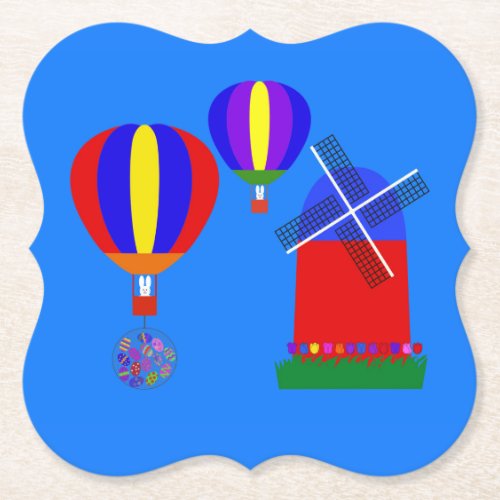 Bunny Hot Air Balloon 1 Paper Coaster