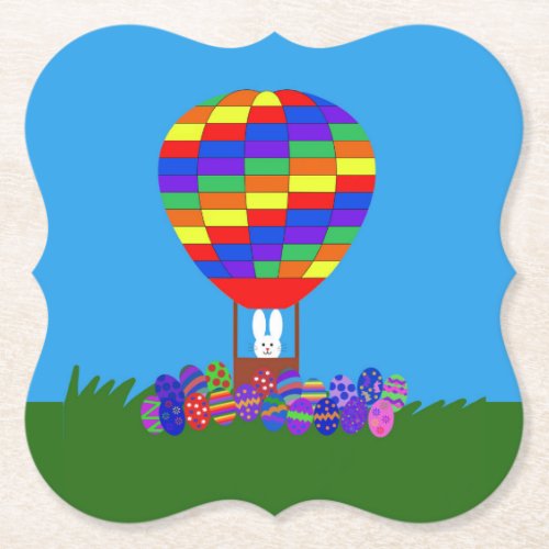 Bunny Hot Air Balloon 2 Paper Coaster
