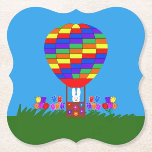 Bunny Hot Air Balloon 3 Paper Coaster