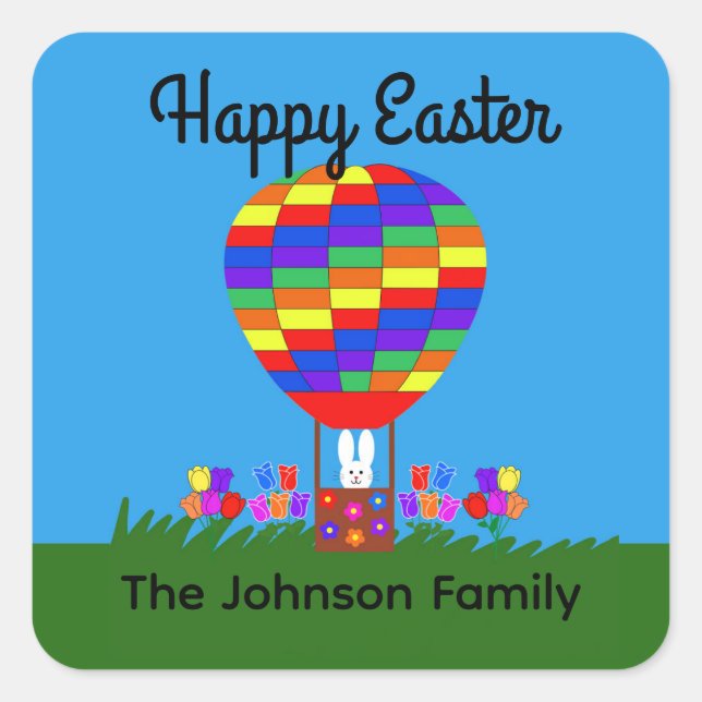 Bunny Hot Air Balloon #3 Stickers (Front)