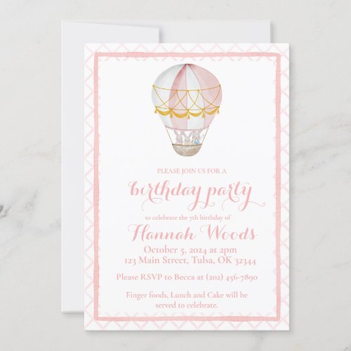 Bunny Hot Air Balloon Party Invitations