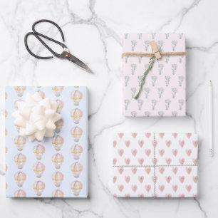 Bunny Hot Air Balloon Wrapping Paper Sheets