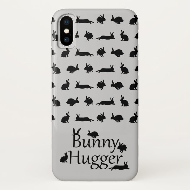 Bunny Hugger iPhone X Case (Light Grey) (Back)