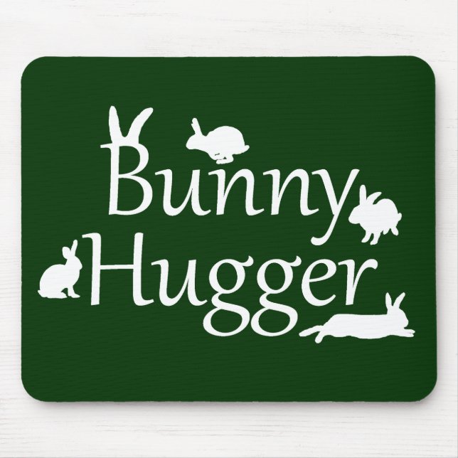 Bunny Hugger Mousemat (Dark Green) Mouse Pad (Front)